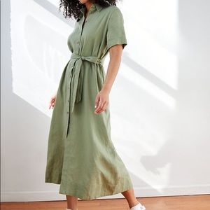 Aritzia Eleta Linen Shirt Dress in Green